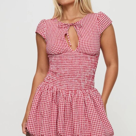 Ladybug Gingham Mini Dress Red - Picture 3 of 3
